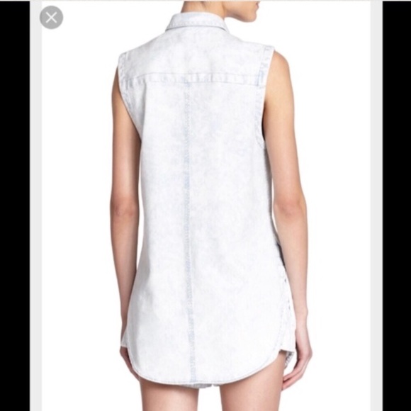 Helmut Lang acid wash denim button up tank top - Picture 3 of 5